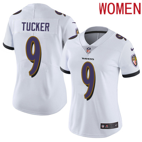 2019 Women Baltimore Ravens 9 Tucker white Nike Vapor Untouchable Limited NFL Jersey